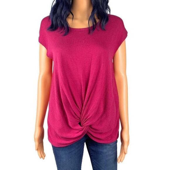 Anthropologie Sunday in Brooklyn Magenta Twist Front Sleeveless Top - Picture 2 of 6